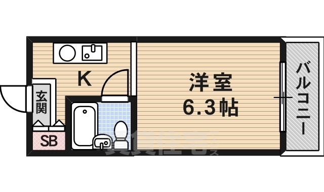 京都市西京区大枝沓掛町のマンションの間取り