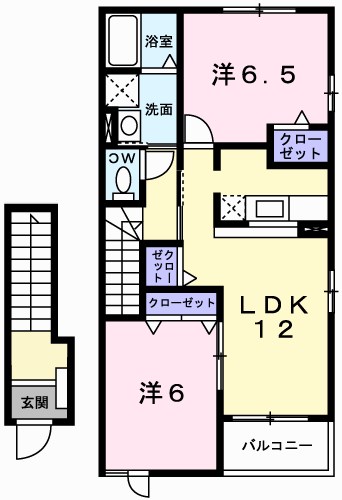 姫路市砥堀のアパートの間取り