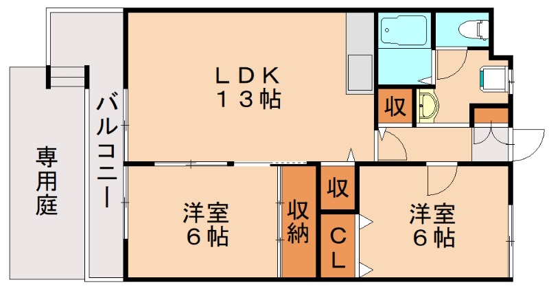 北九州市小倉南区徳力のマンションの間取り