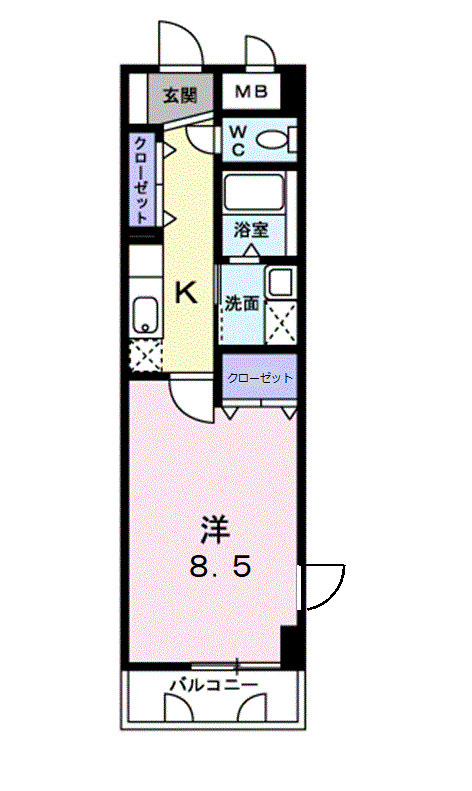 倉敷市青江のマンションの間取り