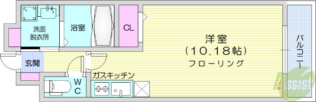 仙台市宮城野区中野のマンションの間取り