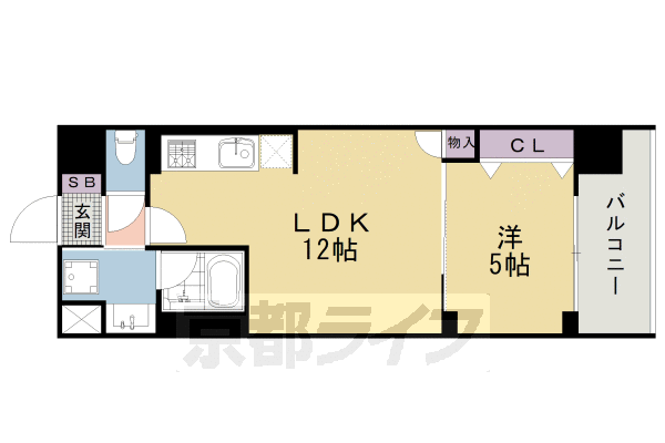 【京都市中京区橋東詰町のマンションの間取り】