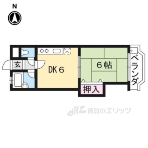 京都市右京区龍安寺塔ノ下町のマンションの間取り