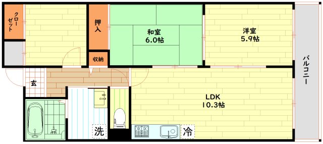 大阪市浪速区立葉のマンションの間取り