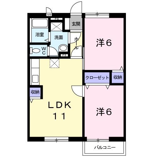 泉南市男里のアパートの間取り