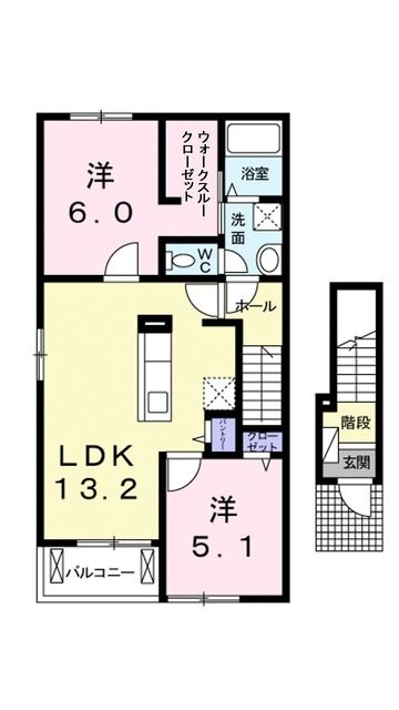 伊予郡松前町大字南黒田のアパートの間取り