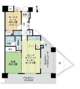 【横浜市西区桜木町のマンションの間取り】