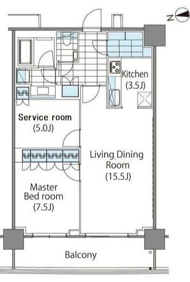 新宿区新宿のマンションの間取り