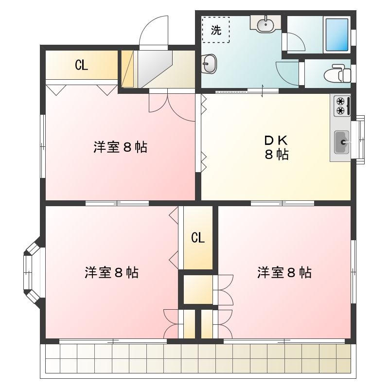 徳島市津田本町のマンションの間取り