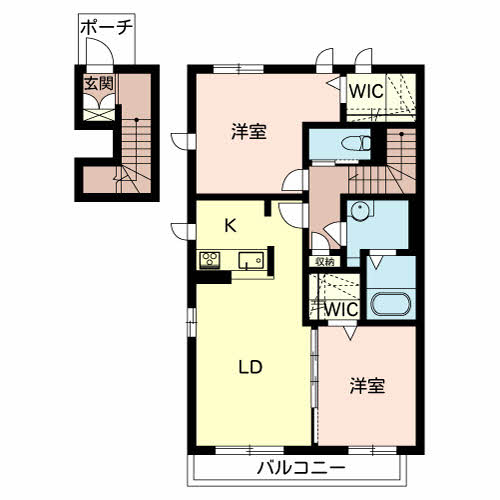 姫路市余部区下余部のアパートの間取り