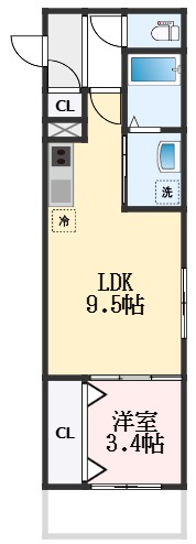 堺市西区浜寺諏訪森町中のアパートの間取り