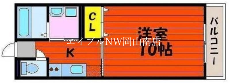 岡山市北区丸の内のマンションの間取り