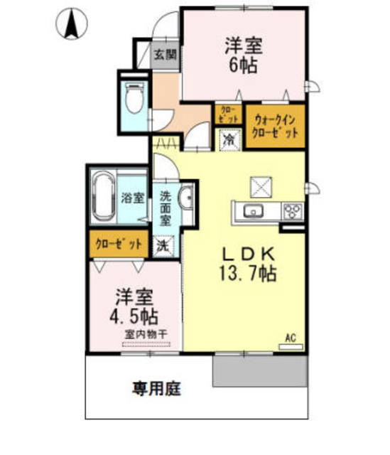 神戸市須磨区多井畑のアパートの間取り