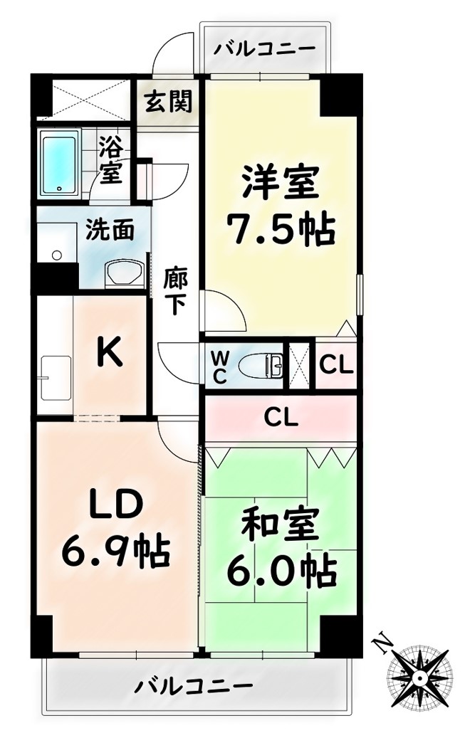 名古屋市瑞穂区明前町のマンションの間取り