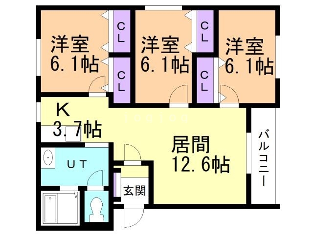 亀田郡七飯町大中山のマンションの間取り