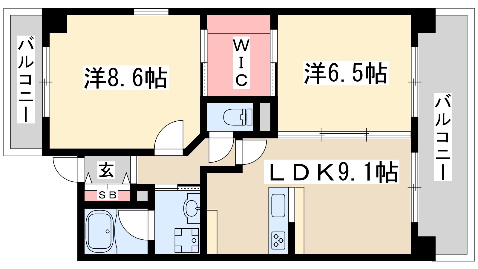 大阪府吹田市広芝町（マンション）の賃貸物件の間取り