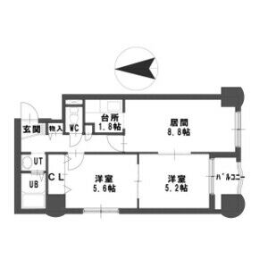 札幌市東区北十六条東のマンションの間取り