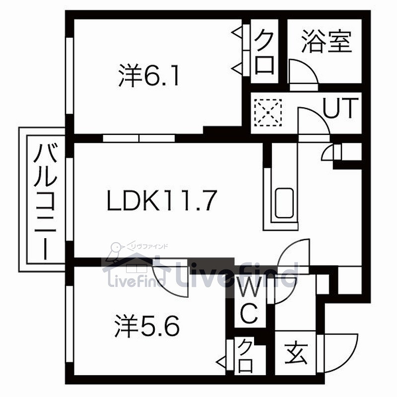 札幌市白石区北郷三条のマンションの間取り