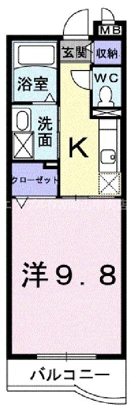 岡山市北区大安寺中町のマンションの間取り