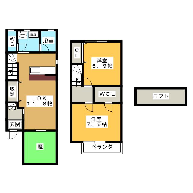 愛知県名古屋市天白区大坪２（一戸建）の賃貸物件の間取り