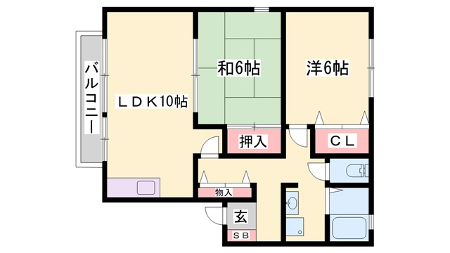 姫路市飾東町佐良和のアパートの間取り