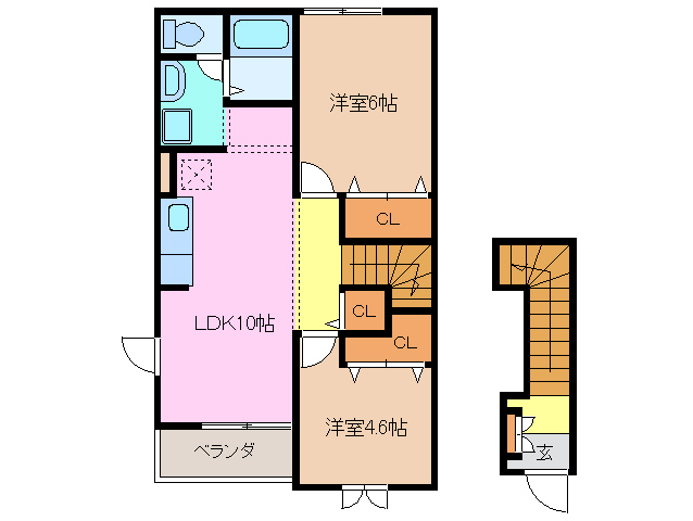 津市高茶屋のアパートの間取り