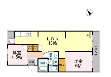 北九州市小倉南区志徳のマンションの間取り