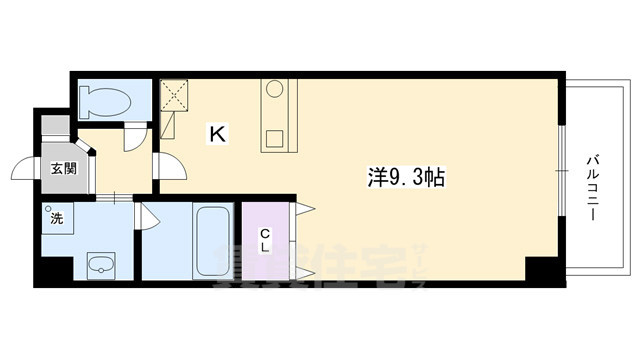 京都市左京区一乗寺清水町のマンションの間取り