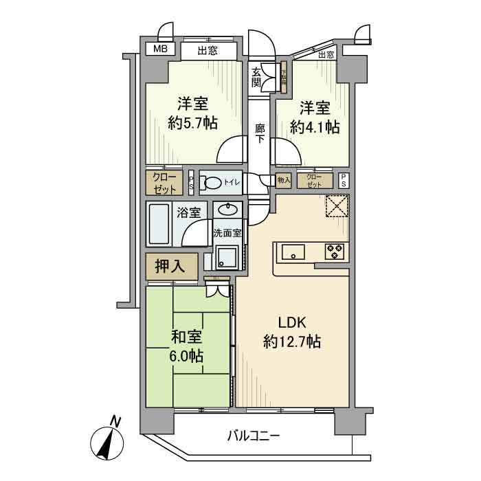 横浜市緑区鴨居のマンションの間取り