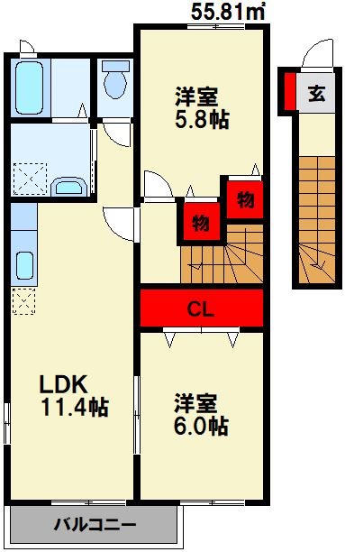 飯塚市目尾のアパートの間取り