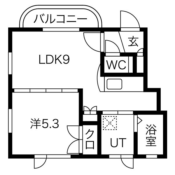 札幌市東区北四十八条東のアパートの間取り