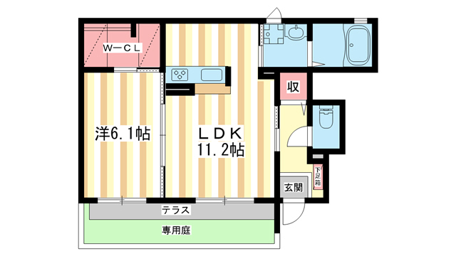 奈良市肘塚町のアパートの間取り