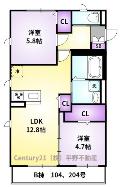 アルビレッジ　B棟の間取り