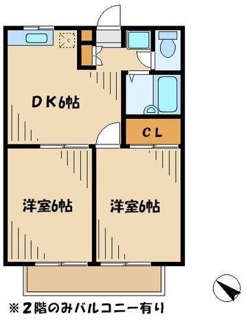 八王子市東中野のアパートの間取り