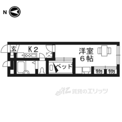 京都市伏見区横大路鍬ノ本のアパートの間取り