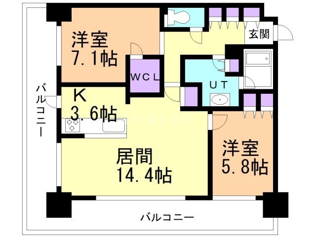 旭川市一条通のマンションの間取り