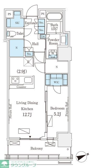 港区港南のマンションの間取り