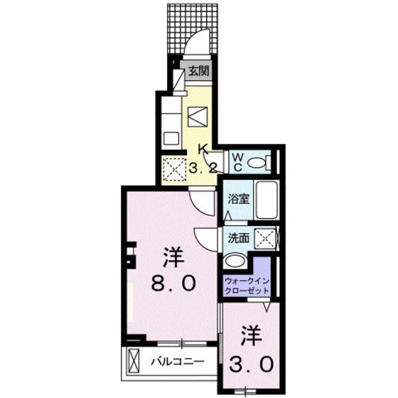 【岡山市北区北長瀬本町のアパートの間取り】