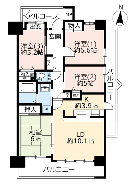 ＵＲアーバンラフレ虹ヶ丘西の間取り