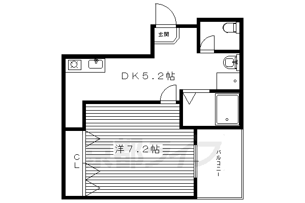 京都市左京区北白川上別当町のマンションの間取り