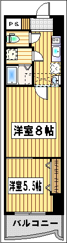 ロイヤル渡辺通154の間取り写真