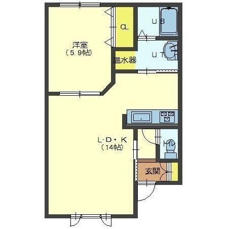 函館市桔梗のアパートの間取り