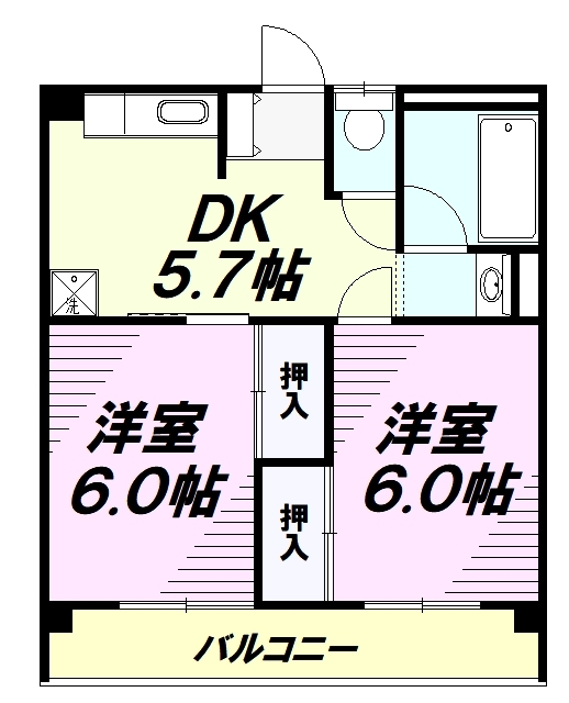 福生市南田園のマンションの間取り