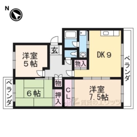 宇治市宇治のマンションの間取り