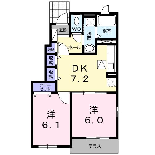 西条市安知生のアパートの間取り