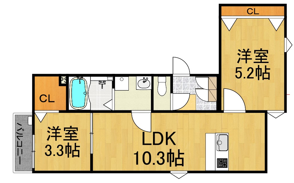 海部郡蟹江町宝のアパートの間取り