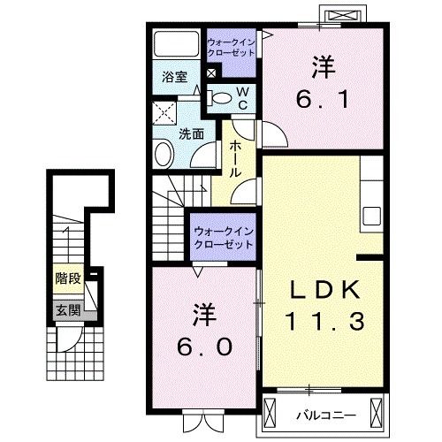 大里郡寄居町大字桜沢のアパートの間取り