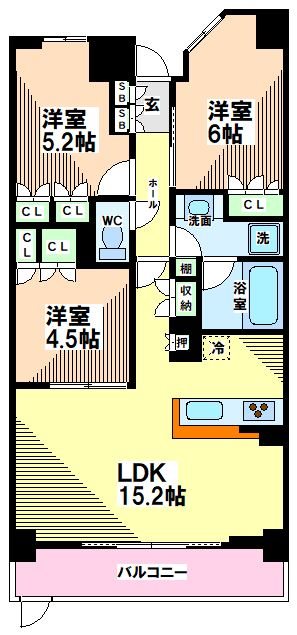 府中市西府町のマンションの間取り