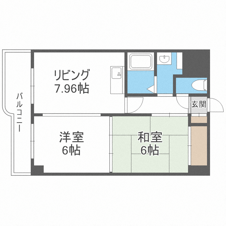 札幌市中央区南十八条西のマンションの間取り