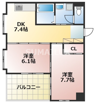 熊本市中央区水前寺のマンションの間取り